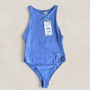 Zara Kids Periwinkle High-Neck One-Piece Swimsuit